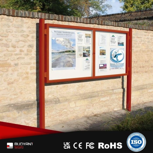 Free-standing outdoor bulletin board