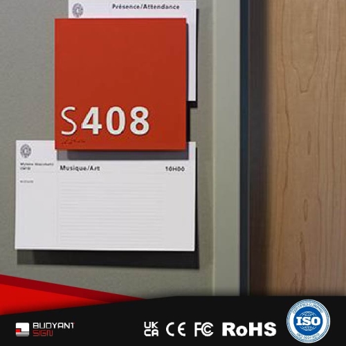 Integrated Wayfinding System: Factory-Tailored Stainless Steel Office Nameplates
